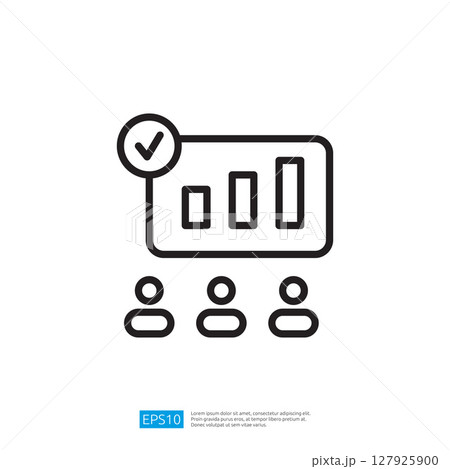 Minimalist Icon Representing Team Collaboration Analyzing Data Trends. Illustration of Data Visualization. Successful Minimalist Icon Representing Team Collaboration Analyzing Data Trends. Illustration of Data Visualization. Successful 127925900