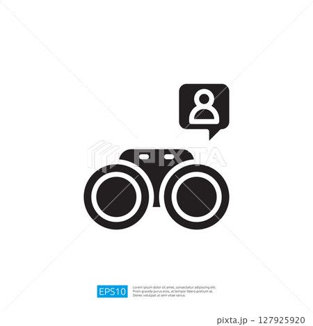 Minimalist Icon Of Binoculars And Speech Bubble Representing Observation And Communication For The Interface Design 127925920