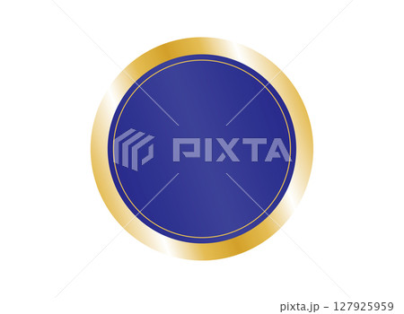 シンプルな金色の枠の丸いフレーム　紺 127925959