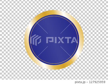 シンプルな金色の枠の丸いフレーム　紺 127925959