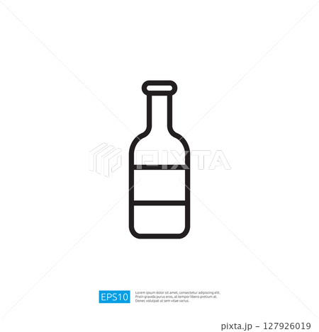 Empty Beverage Bottle Icon Line Art Design on White Background for Graphic and Commercial Use 127926019