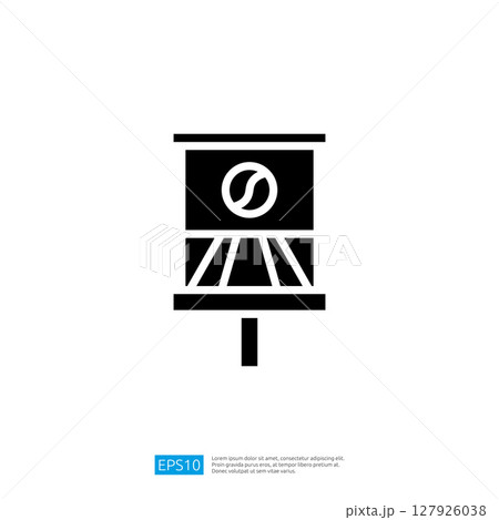 Warning Icon Symbol Representing Alert Notification with Caution Sign and Direction Indicator in Minimalistic Black and White Design 127926038