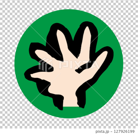 Japanese style circular icon of a par palm 127926199