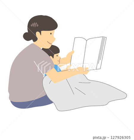 本を読む親子イラスト 本を読む親子イラスト 127926305