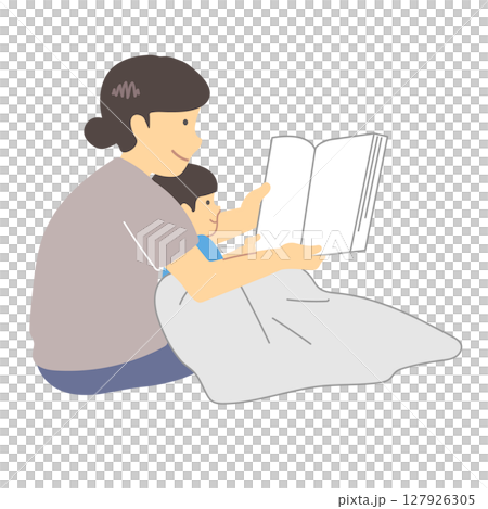 本を読む親子イラスト 本を読む親子イラスト 127926305
