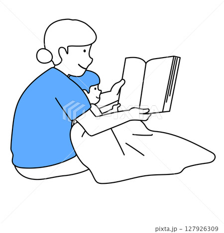本を読む親子イラスト 127926309
