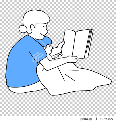 本を読む親子イラスト 127926309