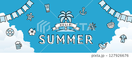 夏の青空　夏イメージのポスター 127926676