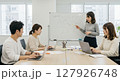 男女混合の4人のビジネスパーソンが会議を行う様子 127926748