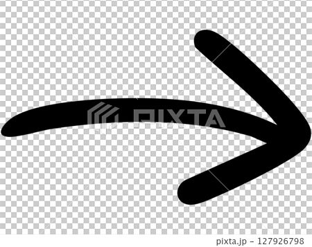 一本線の手書き矢印のイラスト1（黒） 127926798