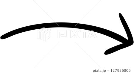 一本線の手書き矢印のイラスト9(黒) 一本線の手書き矢印のイラスト9(黒) 127926806