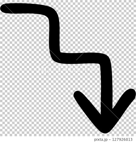 一本線の手書き矢印のイラスト16(黒) 一本線の手書き矢印のイラスト16(黒) 127926813