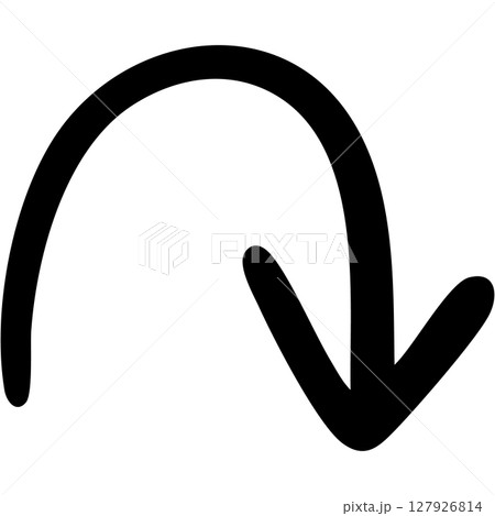 一本線の手書き矢印のイラスト17(黒) 一本線の手書き矢印のイラスト17(黒) 127926814