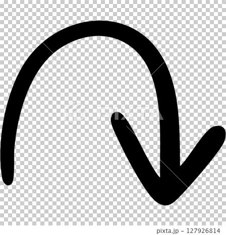 一本線の手書き矢印のイラスト17(黒) 一本線の手書き矢印のイラスト17(黒) 127926814