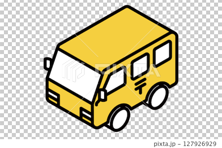 郵局送貨車輛的簡單線條藝術等距插圖 127926929