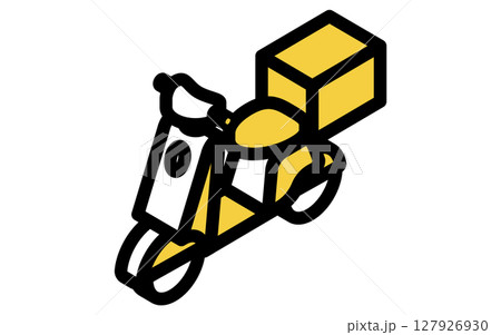 郵便局の配達バイクのシンプルな線画アイソメトリックイラスト 郵便局の配達バイクのシンプルな線画アイソメトリックイラスト 127926930