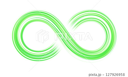 緑のグラデーションラインで描かれた無限大マーク　背景透過 127926958