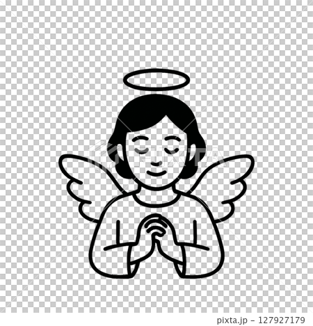 Praying angel line drawing icon, material, no background, illustration 127927179