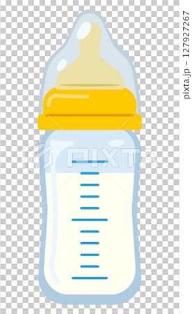 シンプルで可愛いミルクが入った哺乳瓶のイメージイラスト 127927267