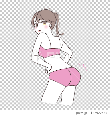 大きいお尻を気にする女性のイラスト 127927445