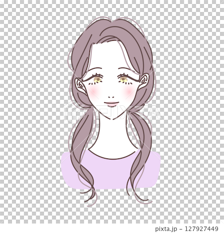 シンプルできれいなツインテール女性のベクターイラスト 127927449