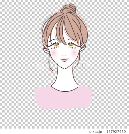 シンプルできれいなお団子ヘア女性のベクターイラスト 127927450