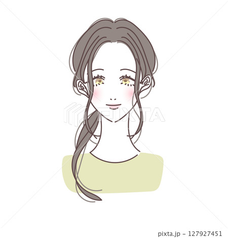 シンプルできれいなサイドテール女性のベクターイラスト 127927451