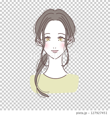 シンプルできれいなサイドテール女性のベクターイラスト 127927451