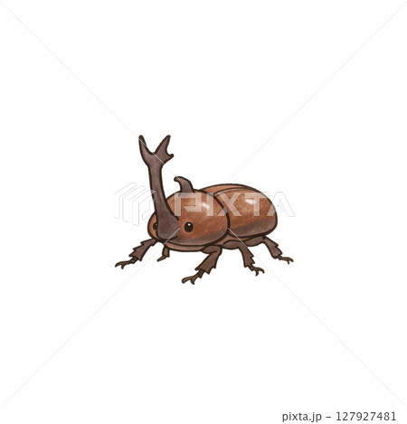 シンプルなカブトムシのイラスト、アイコン、背景なし、素材、夏、虫、昆虫 127927481
