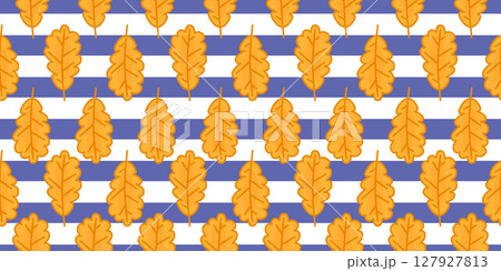Seamless Oak Leaf Stripe Pattern Seamless Oak Leaf Stripe Pattern 127927813