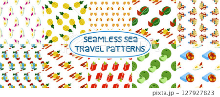 Summer Seamless Sea Pattern Pack Summer Seamless Sea Pattern Pack 127927823