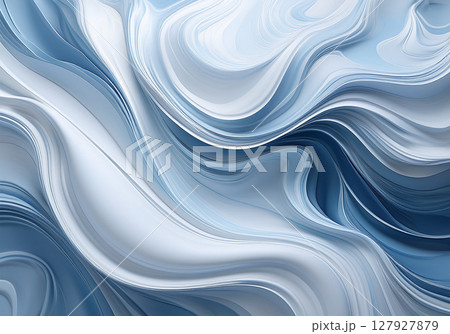 水色と白の色調の3D流体の抽象的な背景 127927879
