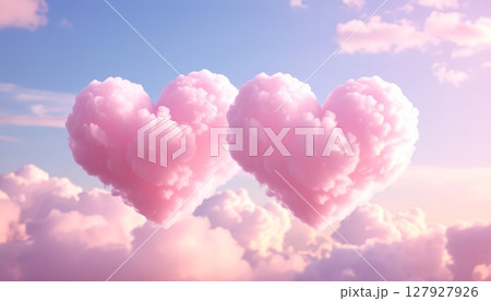 A heart-shaped cloud, a symbol of love, drifts through the pink sky on Valentine's Day 127927926