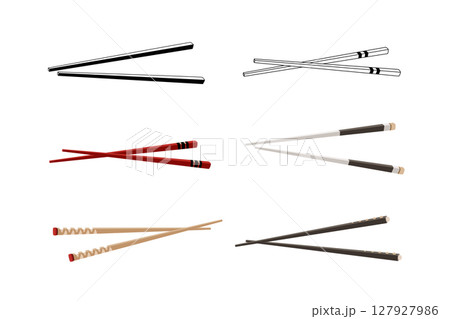 Set of Chopsticks for Asian food. Traditional Japanese sushi sticks and wooden Chinese utensils vector illustration Set of Chopsticks for Asian food. Traditional Japanese sushi sticks and wooden Chinese utensils vector illustration 127927986