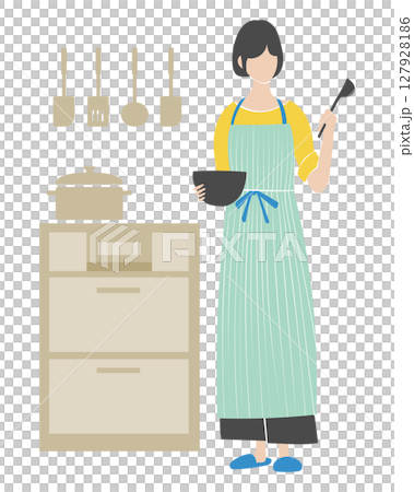一個在廚房做飯的女人 127928186