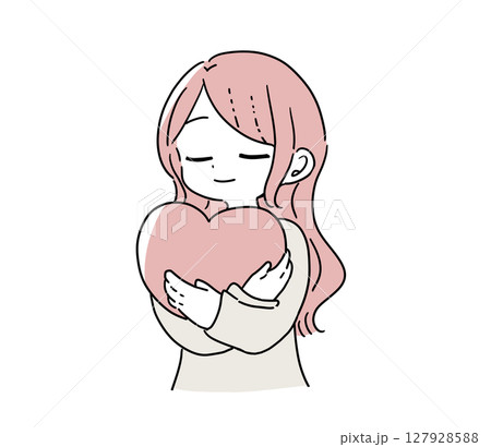 ハートを抱える女性 127928588