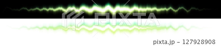 緑の電気波ライトエフェクト(上部黒背景・下部透明背景) 緑の電気波ライトエフェクト(上部黒背景・下部透明背景) 127928908
