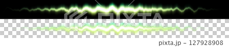 緑の電気波ライトエフェクト(上部黒背景・下部透明背景) 緑の電気波ライトエフェクト(上部黒背景・下部透明背景) 127928908