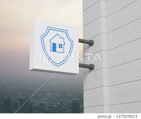 Business home insurance and security concept, 3D rendering 127929023