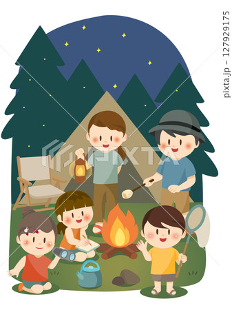 家族みんなで楽しむ夏のキャンプ、Family Camping Under the Stars 127929175