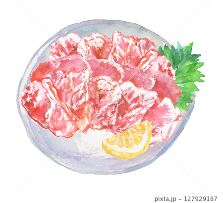 馬刺しの水彩イラスト  127929187