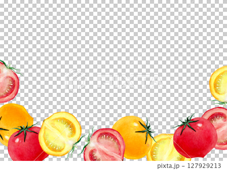 トマト　野菜　背景 フレーム　水彩 イラスト 127929213