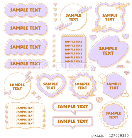 ゆるふわで可愛いy2kフレームセット 装飾 飾り枠 ファンシーポップ オレンジ 紫 ゆるふわで可愛いy2kフレームセット 装飾 飾り枠 ファンシーポップ オレンジ 紫 127929320