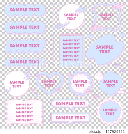 A cute and fluffy y2k frame set. Decoration, decorative frame, fancy pop, pink, blue 127929321