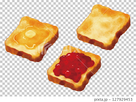 水彩風トーストアイコンセット 127929453