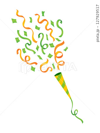 Party popper icon. Holiday popper cone with confetti, congratulate or celebrate element. Exploding cracker icon in flat design. Vector illustration isolated on white background 127929517