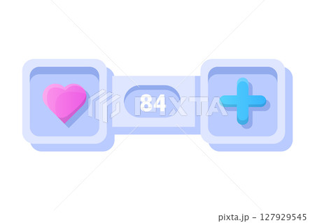 Game UI button. Mobile application or game interface element. Cartoon colorful design. Sticker or label for user interface Game UI button. Mobile application or game interface element. Cartoon colorful design. Sticker or label for user interface 127929545