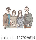 職場のチームメンバーが揃って並んでいるイラスト 127929619