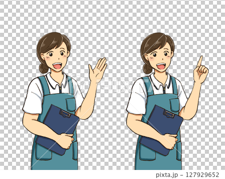 穿著圍裙的女人的姿勢集 127929652