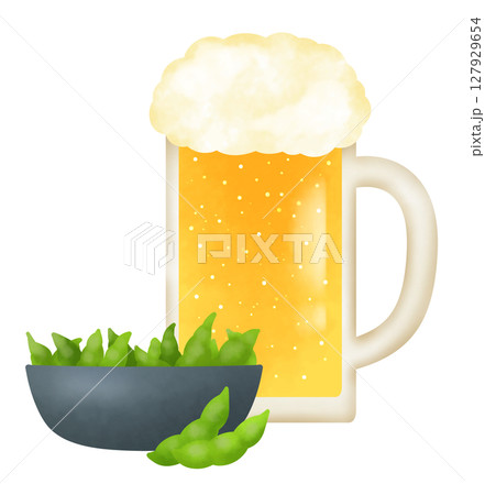 生ビールと枝豆のイラスト 生ビールと枝豆のイラスト 127929654